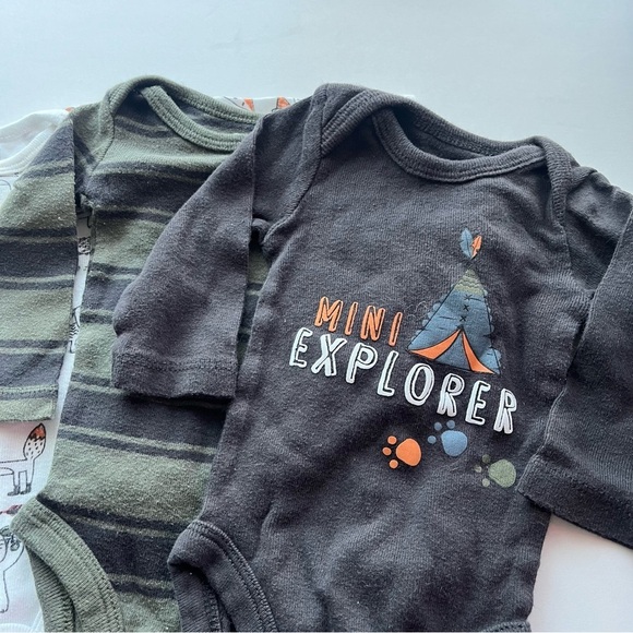 Koala Baby • 3 Pack Onesies Set Newborn Mini Explorer, Striped, Patterned - Picture 2 of 4